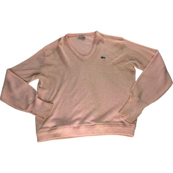 Izod Lacoste Womens Sweater Pink Solid Pullover Long Sleeve Crew Neck Tight Knit - Picture 1 of 6